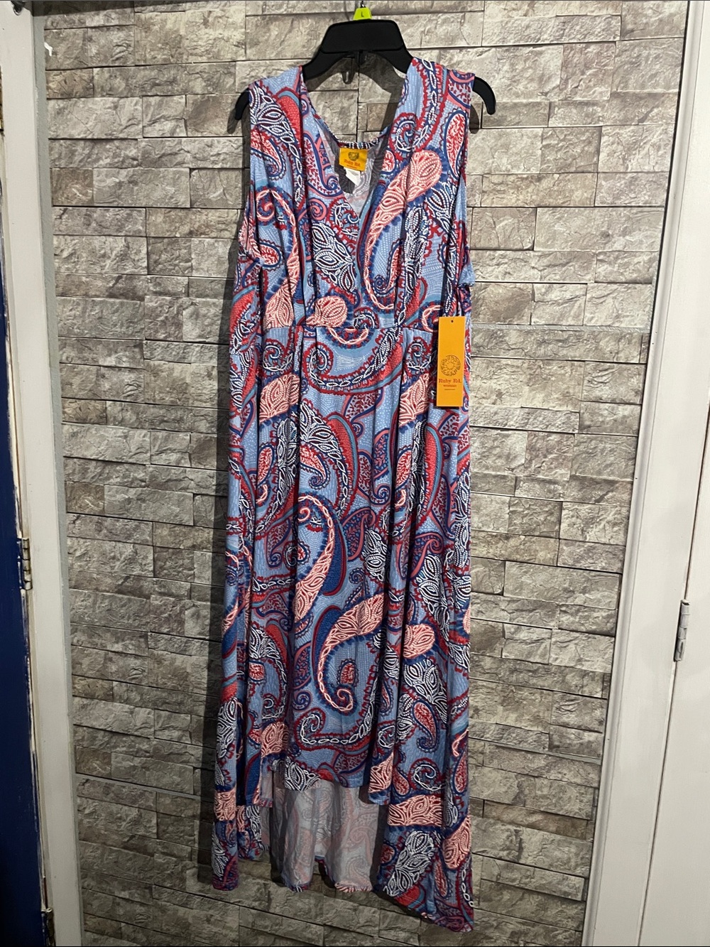 Ruby Rd. Sleeveless Paisley Maxi Dress in Blue & Pink